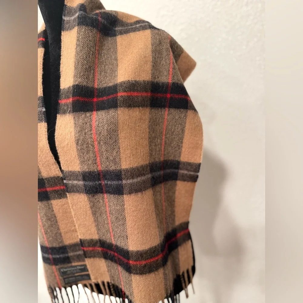 Dior Monsieur Merino Wool Plaid Scarf